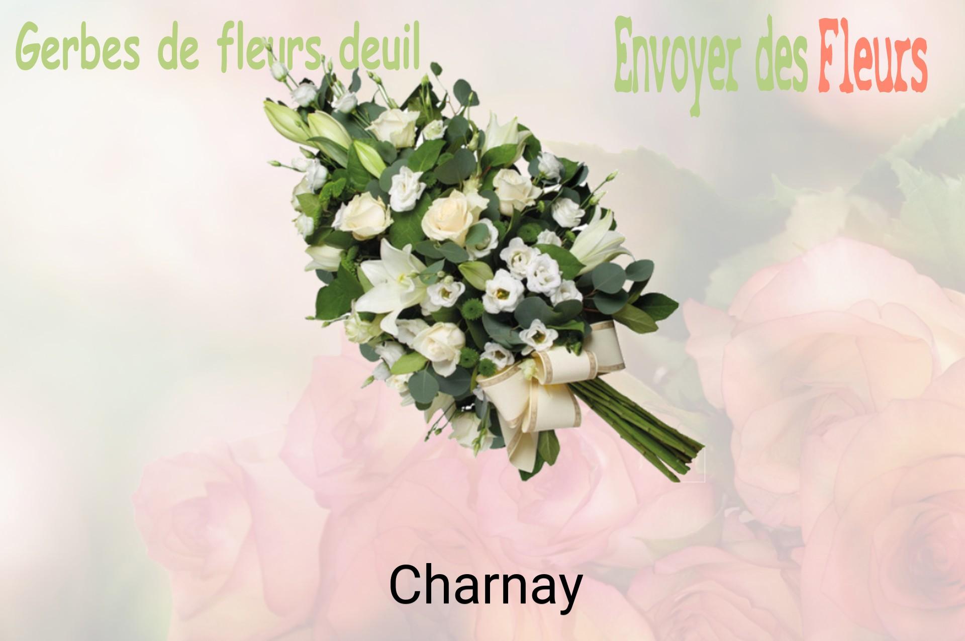 Gerbe de fleurs de deuil livrée à Charnay